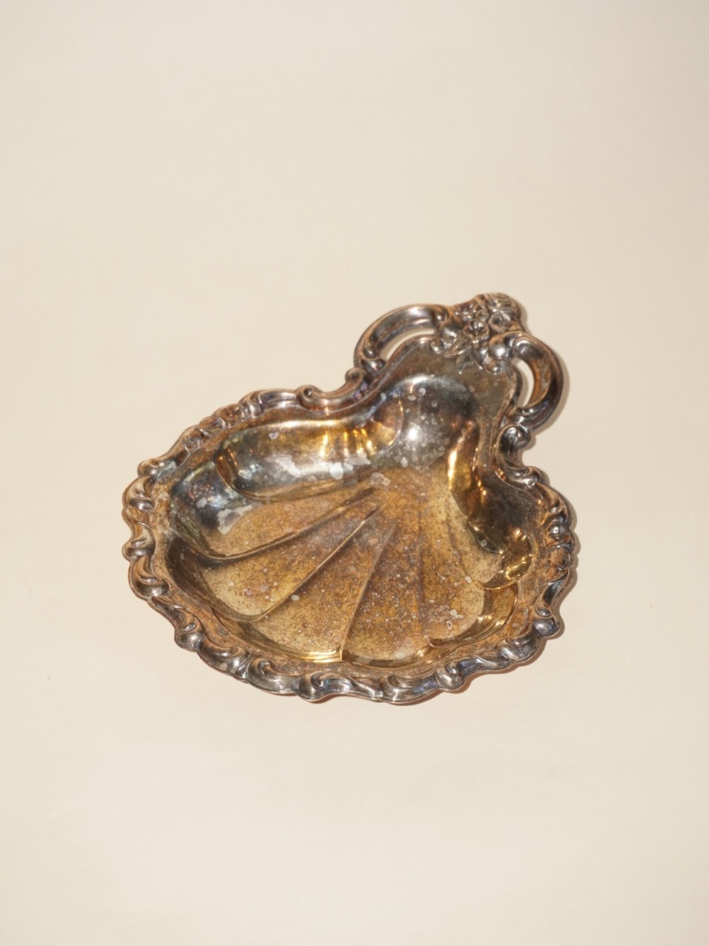 Vintage International Silver Shell Ornate Trinket Plate (Unpolished)